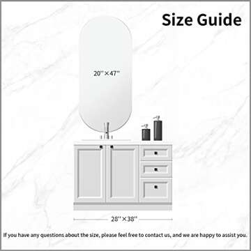 Koonmi Frameless Bathroom Mirror 20"x47", Oval Wall Vanity Mirror for Bedrooms, Entryways, and Living Rooms, Rectangle Mirrors for Wall Hangs Horizontal or Vertical