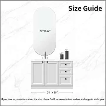 Koonmi Frameless Bathroom Mirror 20"x47", Oval Wall Vanity Mirror for Bedrooms, Entryways, and Living Rooms, Rectangle Mirrors for Wall Hangs Horizontal or Vertical