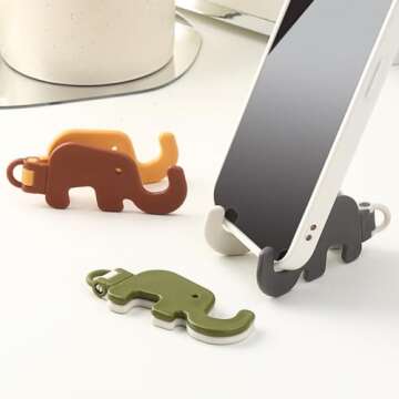 Generic Elephant Mobile Phone Holder Keychain,Creative Phone Holder Elephant,Cute Elephant Cell Phone Stand,Plastic Elephant Cell Phone Holder 3 pcs Color (3pcs)