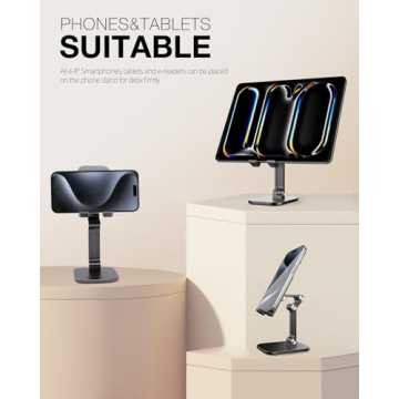 APPHOME Adjustable Phone Stand for Desk - Foldable, Durable