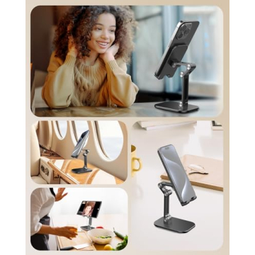APPHOME Adjustable Phone Stand for Desk - Foldable, Durable
