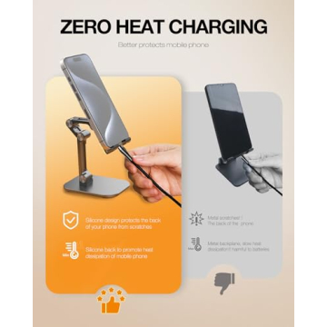 APPHOME Adjustable Phone Stand for Desk - Foldable, Durable