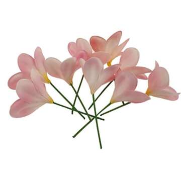 Winterworm Bunch of 10 PU Real Touch Lifelike Artificial Plumeria Frangipani Flower Bouquets Wedding Home Party Decoration (Pink)
