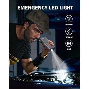 GOOLOO Jump Starter Battery Pack 2000A Peak SuperSafe Car Starter (Up to 8.0L Gas or 6.0L Diesel Engine) with USB Quick Charge and LED Light,12V Lithium Jump Box Booster Portable Charger,Gray