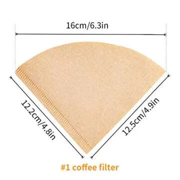 Coffee Filters #1 Cone Paper, 1-2 Cup, 4 Packs, Total 160 Sheets, Natural Paper Coffee Filter