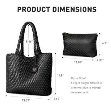 PS PETITE SIMONE Woven Tote Bag for Women Large Woven Purse Leather Handbags Braided Purse Weave Purse