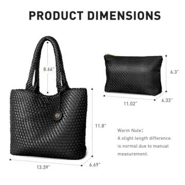 PS PETITE SIMONE Woven Tote Bag for Women Large Woven Purse Leather Handbags Braided Purse Weave Purse