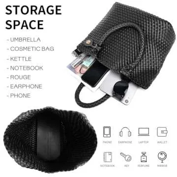 PS PETITE SIMONE Woven Tote Bag for Women Large Woven Purse Leather Handbags Braided Purse Weave Purse