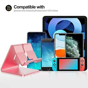 Urmust Desk Cell Phone Stand Holder Aluminum Phone Dock Cradle Compatible with Switch for iPhone 14 13 12 11 Pro Xs Xs Max Xr X 8 7 6 6s Plus 5, Office Decor Accessories Desk (Rose Gold)