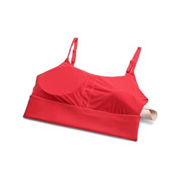 CRZ YOGA Adjustable Longline Sports Bra for Women - V Back Wireless Workout Padded Yoga Camisole Cropped Tank Tops Crimson Large