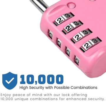 RESET-060 4 Digit Combination Padlock with 2.4 inch Long Shackle Combination Lock,Outdoor Waterproof Padlock,Indoor Padlock for School Locker, Gym Locker, Shed, Fence, Gate, Toolbox, Pink