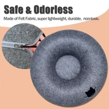 Yvnicll Large Cat Tunnel Toys Beds 24" for Indoor Cats, Round Cat Tunnel Donut Bed Cave for Large Cats Up to 30 Lbs (Dark Gray, 24x24x11)