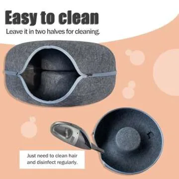 Yvnicll Large Cat Tunnel Toys Beds 24" for Indoor Cats, Round Cat Tunnel Donut Bed Cave for Large Cats Up to 30 Lbs (Dark Gray, 24x24x11)