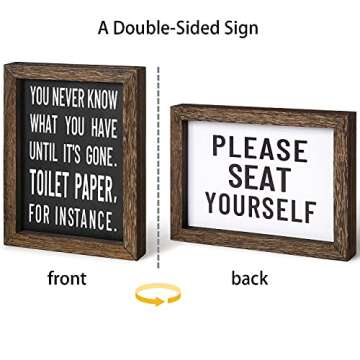 Mkono 1 Pcs Bathroom Decor Signs Farmhouse Rustic Box Sign Decorations Wooden Funny Bathroom Accesso...