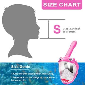 Zipoute Snorkel Full Face Snorkel Mask for Kids, Kids Snorkeling Set 180 Degree Panoramic View, Safe Anti-Leak Anti-Fog, Foldable Dry Top Snorkeling Gear for Kids Adult