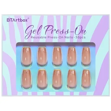BTArtbox Gold Rose French Tip Press On Nails - 30 Kit