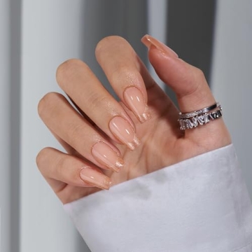 BTArtbox Gold Rose French Tip Press On Nails - 30 Kit