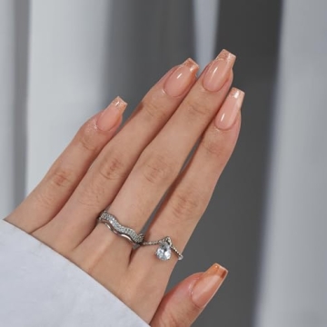 BTArtbox Gold Rose French Tip Press On Nails - 30 Kit