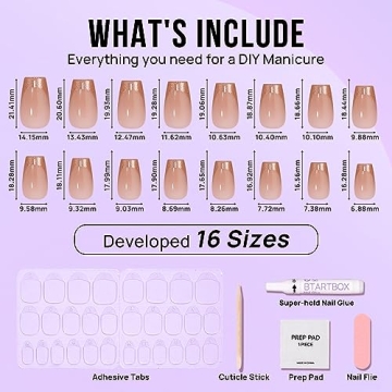 BTArtbox Gold Rose French Tip Press On Nails - 30 Kit