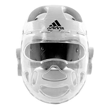 adidas Martial Arts Taekwondo Headgear with Face Shield - White Large