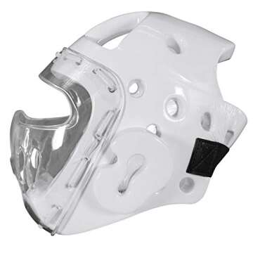adidas Martial Arts Taekwondo Headgear with Face Shield - White Large