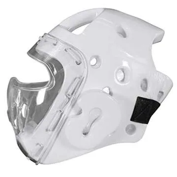 adidas Taekwondo Headgear with Face Shield White Large