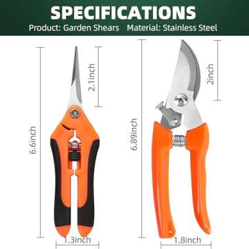 EWPJDK 2 PCS Garden Pruning Shears, Pruning Shears for Gardening, Stainless Steel Garden Shears, Gardening Shears, Gardening Scissors, Garden Tools