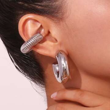 Chunky Silver Hoop Earrings - Bold & Stylish for Women