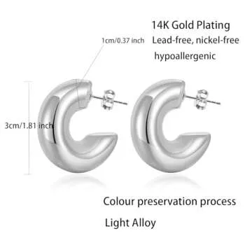 Chunky Silver Hoop Earrings for Women Bold Statement Style