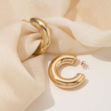 Chunky Silver Hoop Earrings for Women Bold Statement Style