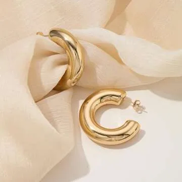 Chunky Silver Hoop Earrings for Women Bold Statement Style