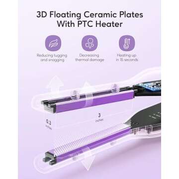 Wavytalk 3/10'' Pencil Flat Iron for Short Hair, Pixie Cut and Bangs, Mini Hair Straightener for Edg...