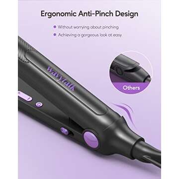 Wavytalk 3/10'' Pencil Flat Iron for Short Hair, Pixie Cut and Bangs, Mini Hair Straightener for Edges, Small Flat Iron with Anti-Pinch Design, Tiny Hair Straightener with Adjustable Temp