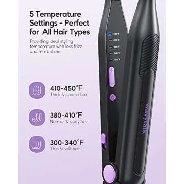 Wavytalk 3/10'' Pencil Flat Iron for Short Hair, Pixie Cut and Bangs, Mini Hair Straightener for Edges, Small Flat Iron with Anti-Pinch Design, Tiny Hair Straightener with Adjustable Temp