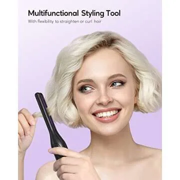 Wavytalk 3/10'' Pencil Flat Iron for Short Hair, Pixie Cut and Bangs, Mini Hair Straightener for Edges, Small Flat Iron with Anti-Pinch Design, Tiny Hair Straightener with Adjustable Temp