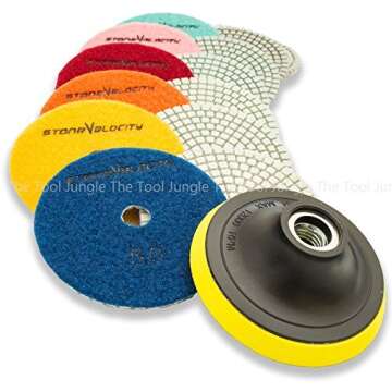 Diamond Polishing Pads 4 inch Wet/Dry 8 Piece Set Granite Stone Concrete Marble