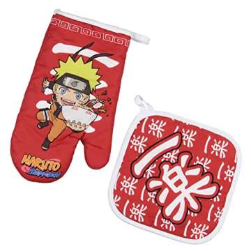 Culture Fly Naruto Shippuden Anime Ichiraku Ramen 3 Piece Kitchen Set - Kitchen Towel, Oven Mitt, an...