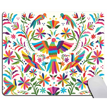 Colorful Mexican Traditional Floral Style Mouse Pad Non-Slip Rubber Base Gaming MousePads for Comput...