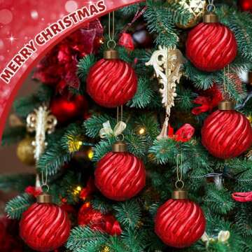 Youyole 12 Pcs Red Mercury Glass Christmas Ornaments