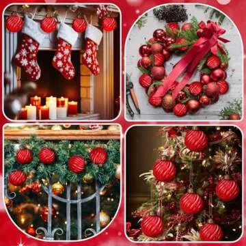 Youyole 12 Pcs Red Mercury Glass Christmas Ornaments