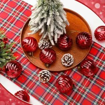 Youyole 12 Pcs Red Mercury Glass Christmas Ornaments