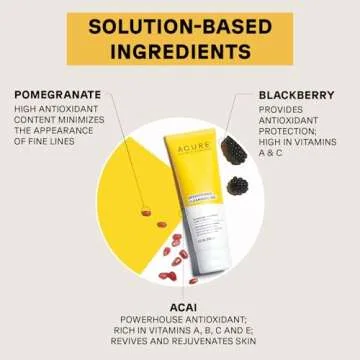 Acure Brightening Cleansing Gel - Vegan Cleanser for Radiant Skin - Pomegranate, Blackberry & Acai Infused - Antioxidant-Rich Gentle Formula for All Skin Types - 4 Fl Oz