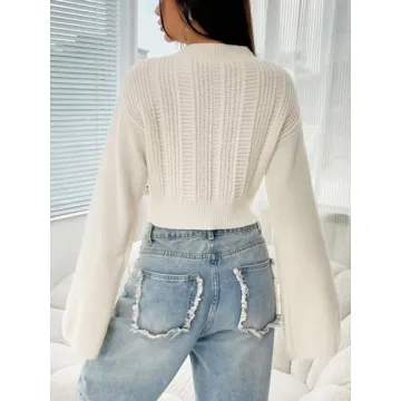 Verdusa Women's Mock Neck Crop Sweater - Stylish Comfort