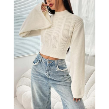 Verdusa Women's Mock Neck Crop Sweater - Stylish Comfort