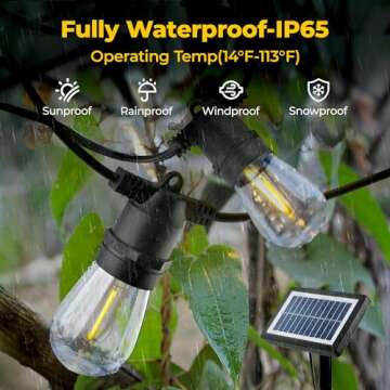 Guntsous Solar String Lights Outdoor: 29FT 10*S14 Solar Powered Qutside IP65 Waterproof Hanging Warm White Led Edison Bulbs for Patio Garden Yard Porch Gazebo Decorations