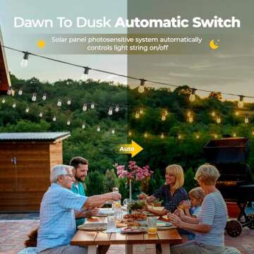 Guntsous Solar String Lights Outdoor: 29FT 10*S14 Solar Powered Qutside IP65 Waterproof Hanging Warm White Led Edison Bulbs for Patio Garden Yard Porch Gazebo Decorations