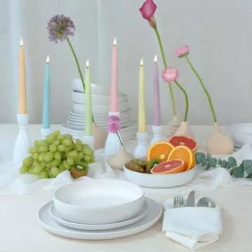 LampLust Flameless Taper Candles, 9 Inch, 6 Pack, Multicolored Pastel Candlesticks with LED Flickering Flame, Real Wax, Batteries & Remote Included, Flameless Candles, Spring Home & Wedding Decor