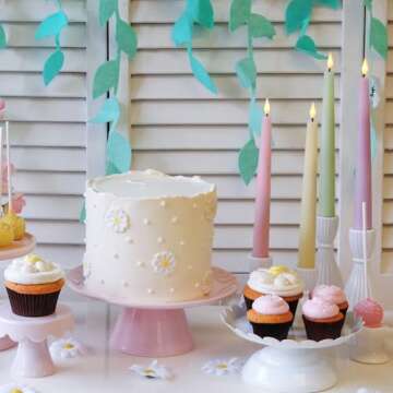 LampLust Flameless Taper Candles, 9 Inch, 6 Pack, Multicolored Pastel Candlesticks with LED Flickering Flame, Real Wax, Batteries & Remote Included, Flameless Candles, Spring Home & Wedding Decor