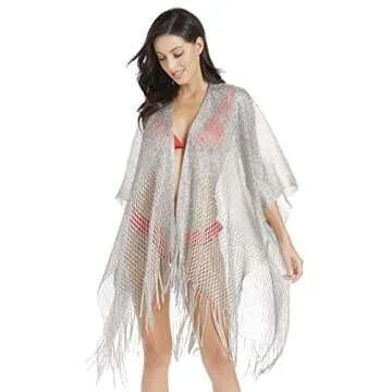 JK Unicorn Bathing Suit Cover Ups for Women Kimono Swimsuit Cover Ups for Women Cover Ups for Swimwear Women(Silver)