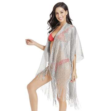 JK Unicorn Bathing Suit Cover Ups for Women Kimono Swimsuit Cover Ups for Women Cover Ups for Swimwear Women(Silver)